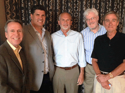 Bishop & Associates’ customer survey named Heilind as the top distributor. From left to right: Gary Oliver, vice president, Heilind; Scott Jacobs, director, ICC; Andy Dear, vice president, Heilind; Paul Burkholder, director-marketing, Heilind; and Ron Bishop, CEO, Bishop & Associates.