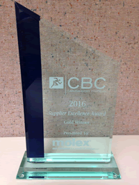 Molex was the only interconnect company to earn Carlton-Bates’ prestigious 2016 Supplier Excellence Award