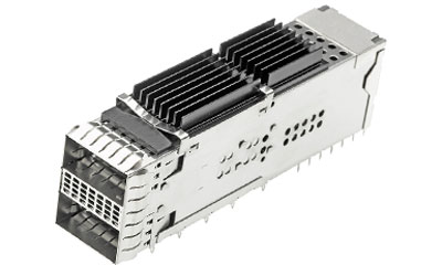 Molex QSFP-DD stacked cage with heat sink