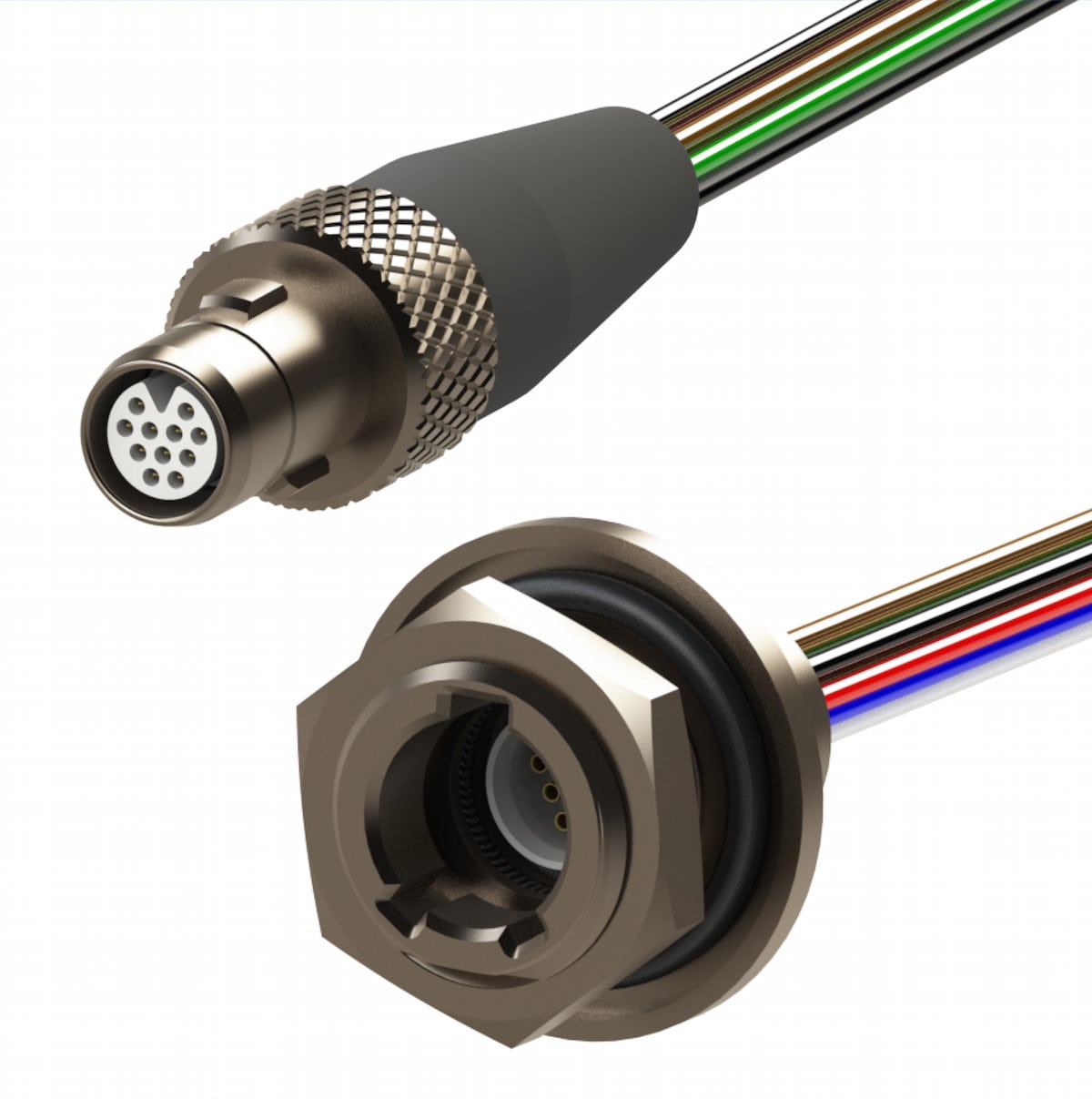 Omnetics Connector Corporation’s rugged Nano 360® Circulars Breakaway Panel-Mount Discrete Wire/Cable Connectors