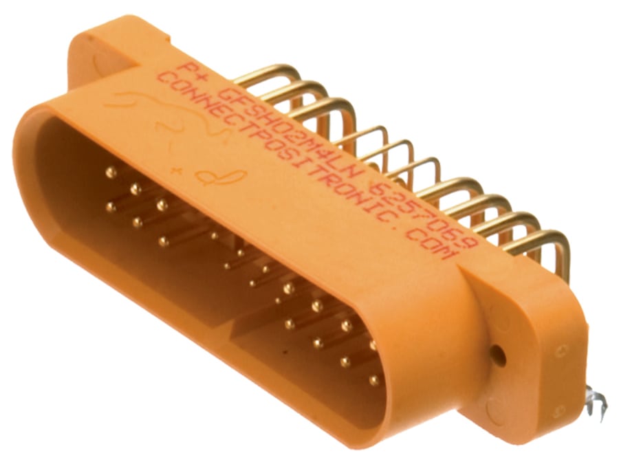 Positronic’s GFSH Goldfish Series mixed-density rectangular power connectors