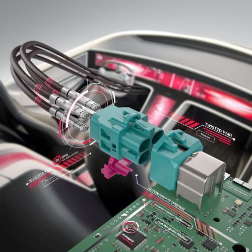 Rosenberger H-MTD connectors for vehicle network systems