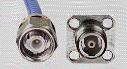 An SMKey direct-solder cable plug and filed replaceable receptacle are shown above. Alternate polarizations are achieved by rotating two of the three keys/keyways in the stainless steel housings. (Southwest Microwave) 