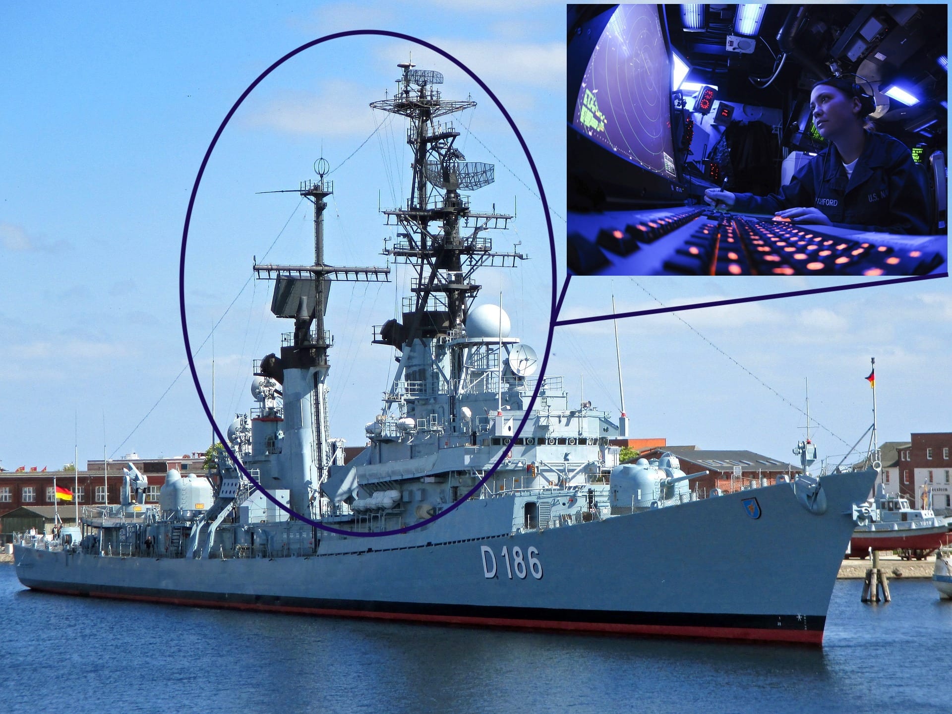US Navy Destroyer with embedded communications