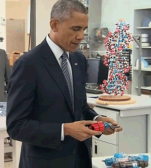 President Obama examines Melni connectors.
